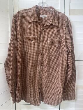Blue Ranchwear Western Shirt Men’s Large Pearl Snap L/Sleeve Red White Gingham